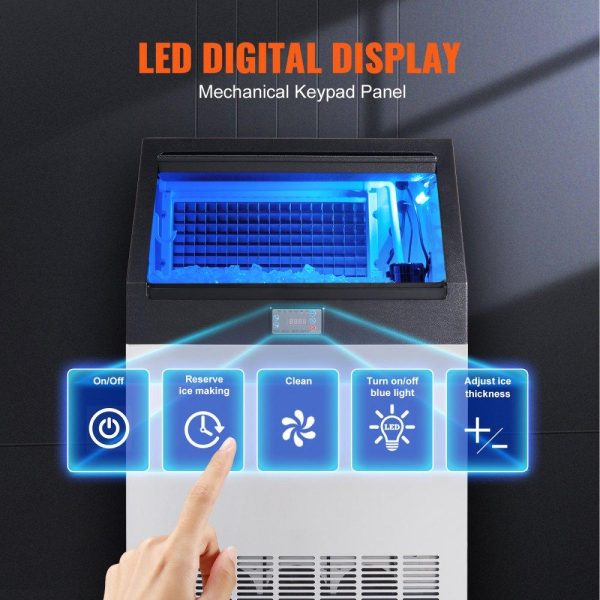 Refrigeration & Ice Equipment | Commercial Ice Maker, 265lbs/24H, Ice Maker Machine, 126 Ice Cubes in 12-15 Minutes, Freestanding Cabinet Ice Maker with 88lbs Storage Capacity LED Digital Display, for Home Office Restaurant Refrigeration & Ice Equipment Refrigeration & Ice Equipment