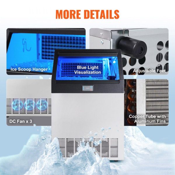 Refrigeration & Ice Equipment | Commercial Ice Maker, 265lbs/24H, Ice Maker Machine, 126 Ice Cubes in 12-15 Minutes, Freestanding Cabinet Ice Maker with 88lbs Storage Capacity LED Digital Display, for Home Office Restaurant Refrigeration & Ice Equipment Refrigeration & Ice Equipment