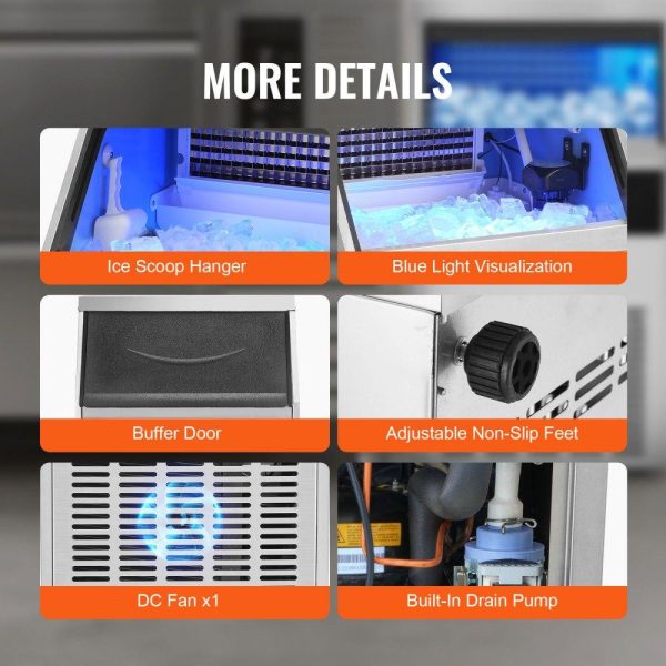 Refrigeration & Ice Equipment | Commercial Ice Maker, 330lbs/24H, Ice Maker Machine, 126 Ice Cubes in 12-15 Minutes, Freestanding Cabinet Ice Maker with 88lbs Storage Capacity LED Digital Display, for Bar Home Restaurant Refrigeration & Ice Equipment Refrigeration & Ice Equipment