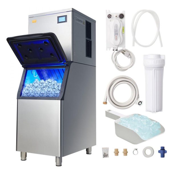 Refrigeration & Ice Equipment | Commercial Ice Maker, 360LBS/24H Ice Making Machine with 330.7LBS Large Storage Bin, 700W Auto Self-Cleaning Ice Maker Machine with 3.5-inch LED Panel for Bar Cafe Restaurant Business Refrigeration & Ice Equipment Refrigeration & Ice Equipment