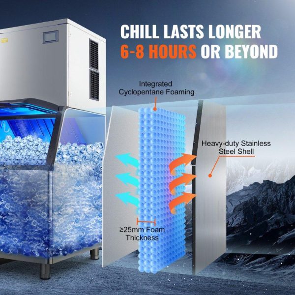 Refrigeration & Ice Equipment | Commercial Ice Maker, 360LBS/24H Ice Making Machine with 330.7LBS Large Storage Bin, 700W Auto Self-Cleaning Ice Maker Machine with 3.5-inch LED Panel for Bar Cafe Restaurant Business Refrigeration & Ice Equipment Refrigeration & Ice Equipment