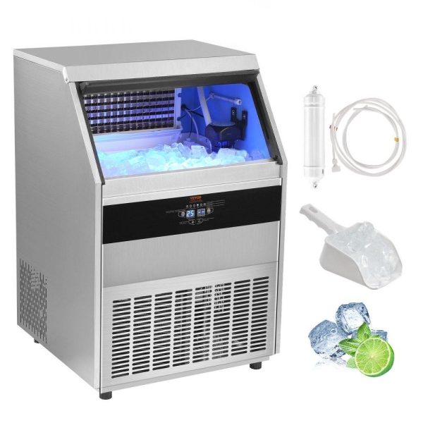 Refrigeration & Ice Equipment | Commercial Ice Maker, 450lbs/24H, Ice Maker Machine, 160 Ice Cubes in 12-15 Minutes, Freestanding Cabinet Ice Maker with 130lbs Storage Capacity LED Digital Display, for Bar Home Office Restaura Refrigeration & Ice Equipment Refrigeration & Ice Equipment