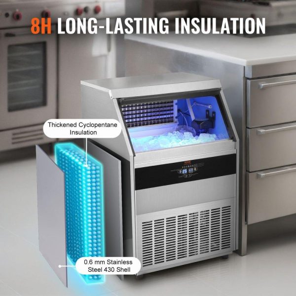 Refrigeration & Ice Equipment | Commercial Ice Maker, 450lbs/24H, Ice Maker Machine, 160 Ice Cubes in 12-15 Minutes, Freestanding Cabinet Ice Maker with 130lbs Storage Capacity LED Digital Display, for Bar Home Office Restaura Refrigeration & Ice Equipment Refrigeration & Ice Equipment