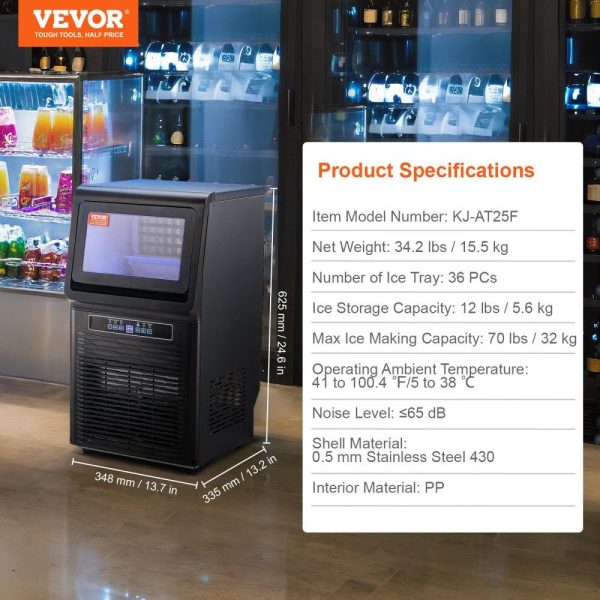 Refrigeration & Ice Equipment | Commercial Ice Maker, 70lbs/24H, Ice Maker Machine, 36 Ice Cubes in 12-15 Minutes, Freestanding Cabinet Ice Maker with 11lbs Storage Capacity LED Digital Display, for Bar Home Office Restaurant Refrigeration & Ice Equipment Refrigeration & Ice Equipment