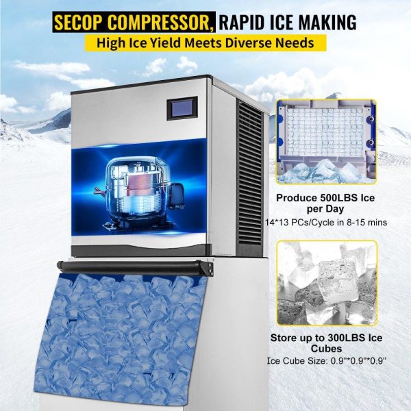 Refrigeration & Ice Equipment | Commercial Ice Maker Machine, 110V 550LBS/24H 350LBS Large Storage Ice Machine, ETL Approved, Advanced LCD Panel, SECOP Compressor, Air Cooled, Quiet Operation, Include Scoop & Water Filter Refrigeration & Ice Equipment Refrigeration & Ice Equipment