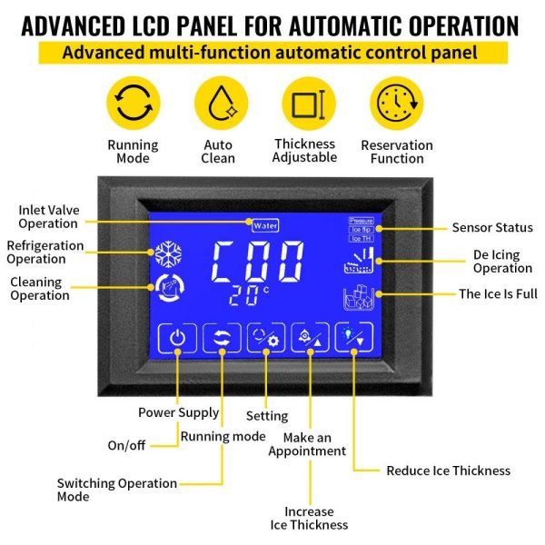 Refrigeration & Ice Equipment | Commercial Ice Maker Machine, 110V 550LBS/24H 350LBS Large Storage Ice Machine, ETL Approved, Advanced LCD Panel, SECOP Compressor, Air Cooled, Quiet Operation, Include Scoop & Water Filter Refrigeration & Ice Equipment Refrigeration & Ice Equipment