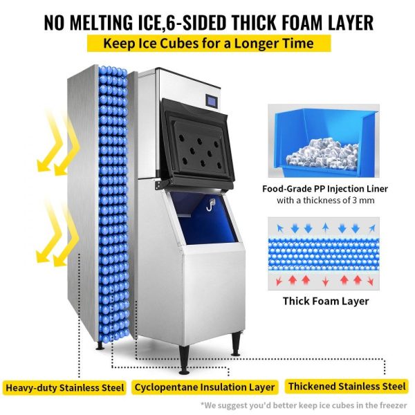 Refrigeration & Ice Equipment | Commercial Ice Maker Machine, 110V 550LBS/24H 350LBS Large Storage Ice Machine, ETL Approved, Advanced LCD Panel, SECOP Compressor, Air Cooled, Quiet Operation, Include Scoop & Water Filter Refrigeration & Ice Equipment Refrigeration & Ice Equipment