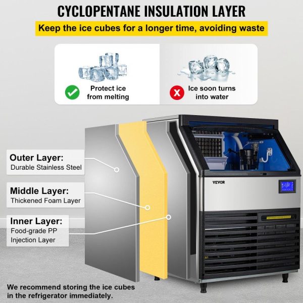 Refrigeration & Ice Equipment | Commercial Ice Maker Machine, 265LBS/24H ETL Approved Ice Machine Under Counter Ice Maker Machine with SECOP Compressor,77LBS Storage,Electric Water Drain Pump,Water Filter, 2 Scoops Included Refrigeration & Ice Equipment Refrigeration & Ice Equipment