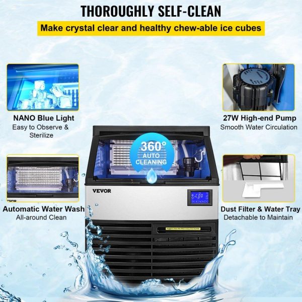 Refrigeration & Ice Equipment | Commercial Ice Maker Machine, 265LBS/24H ETL Approved Ice Machine Under Counter Ice Maker Machine with SECOP Compressor,77LBS Storage,Electric Water Drain Pump,Water Filter, 2 Scoops Included Refrigeration & Ice Equipment Refrigeration & Ice Equipment