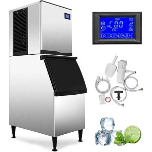 Refrigeration & Ice Equipment | Commercial Ice Maker Machine, ETL Approved 400LBS/24H LCD Panel Commercial Ice Machine with 350LBS Storage for Home Bar Coffee Shop, SECOP Compressor, Air Cooled, Include Scoops & Water Filter Refrigeration & Ice Equipment Refrigeration & Ice Equipment