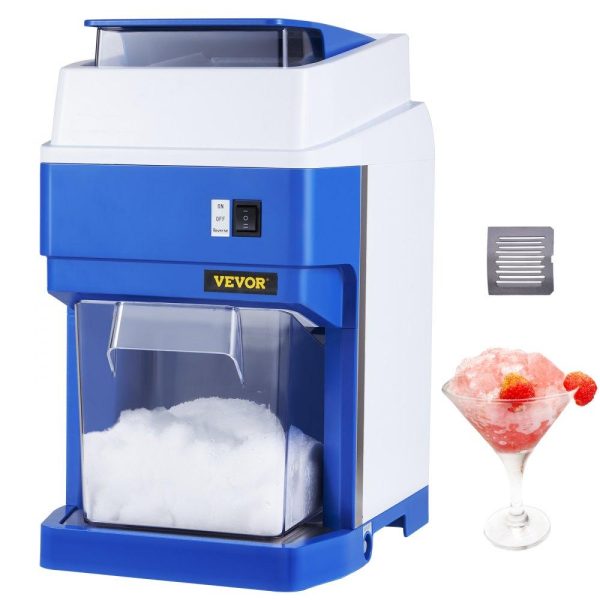 Refrigeration & Ice Equipment | Commercial Ice Shaver Crusher, 265lbs Per Hour Electric Snow Cone Maker with 4.4lbs Ice Box, 300W Tabletop Shaved Ice Machine for Parties Events Snack Bar, Home and Commercial Use Blue & White Refrigeration & Ice Equipment Blue & White