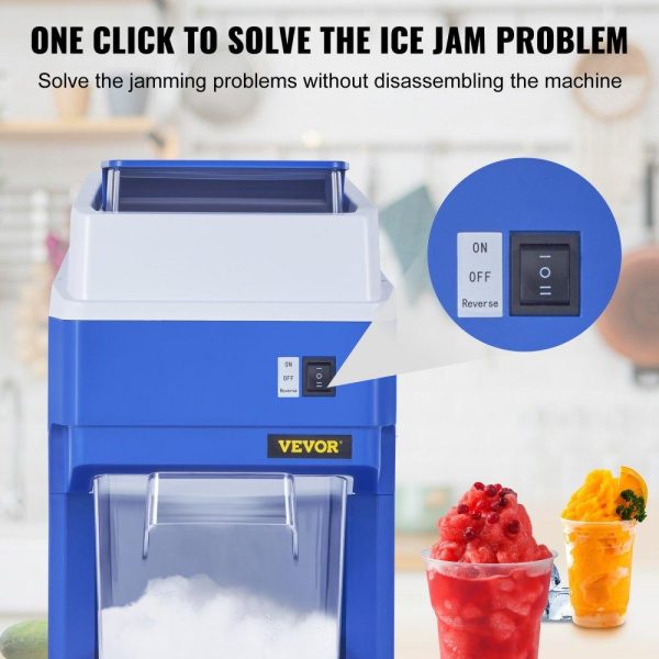 Refrigeration & Ice Equipment | Commercial Ice Shaver Crusher, 265lbs Per Hour Electric Snow Cone Maker with 4.4lbs Ice Box, 300W Tabletop Shaved Ice Machine for Parties Events Snack Bar, Home and Commercial Use Blue & White Refrigeration & Ice Equipment Blue & White