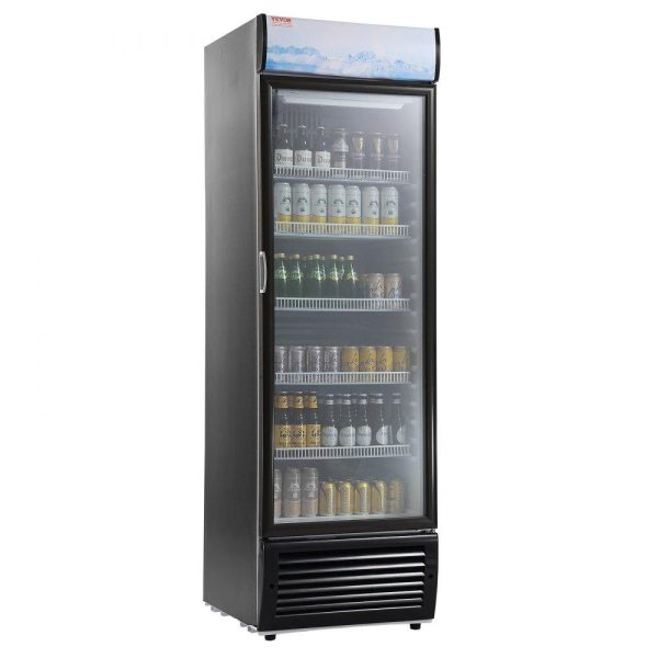 Refrigeration & Ice Equipment | Commercial Merchandiser Refrigerator, 14.8 Cu.Ft / 420L Beverage Refrigerator Cooler Merchandiser, Glass Door Display Refrigerator Upright Fridge with 5 Adjustable Shelves, Customizable Lightbox Refrigeration & Ice Equipment Refrigeration & Ice Equipment