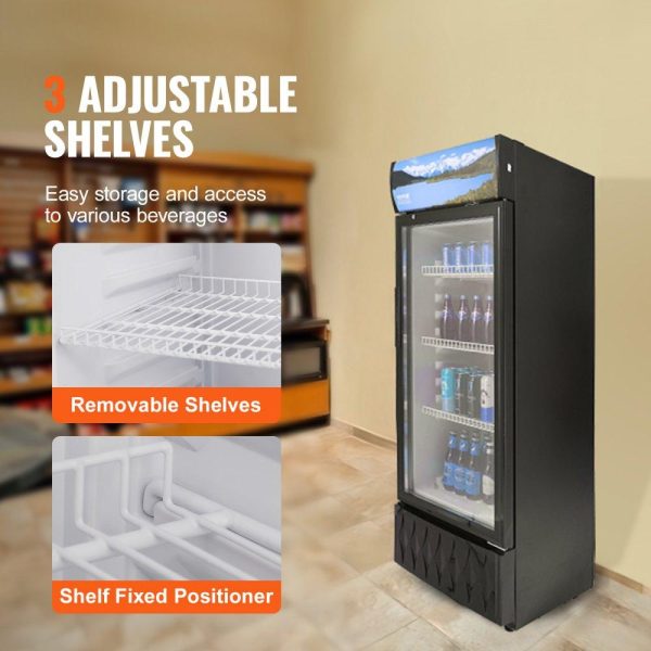 Refrigeration & Ice Equipment | Commercial Merchandiser Refrigerator, 6.8 Cu.Ft / 195L Beverage Refrigerator Cooler Merchandiser, Glass Door Display Refrigerator Upright Fridge with 3 Adjustable Shelves, Customizable Lightbox Refrigeration & Ice Equipment Refrigeration & Ice Equipment