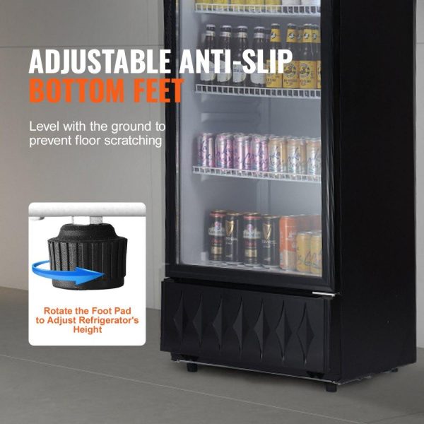 Refrigeration & Ice Equipment | Commercial Merchandiser Refrigerator, 9.7 Cu.Ft / 275L Beverage Refrigerator Cooler Merchandiser, Glass Door Display Refrigerator Upright Fridge with 4 Adjustable Shelves, Customizable Lightbox Refrigeration & Ice Equipment Refrigeration & Ice Equipment