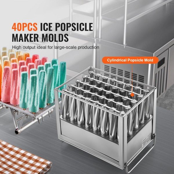 Refrigeration & Ice Equipment | Commercial Popsicle Molds 40PCS Cylindrical Ice Pop Molds Stainless Steel Refrigeration & Ice Equipment Refrigeration & Ice Equipment