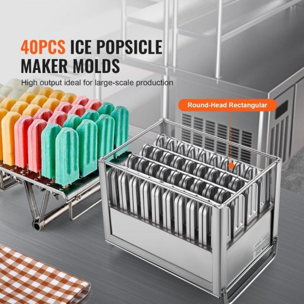 Refrigeration & Ice Equipment | Commercial Popsicle Molds 40PCS Round-Head Ice Pop Molds with Double Slot Refrigeration & Ice Equipment Refrigeration & Ice Equipment