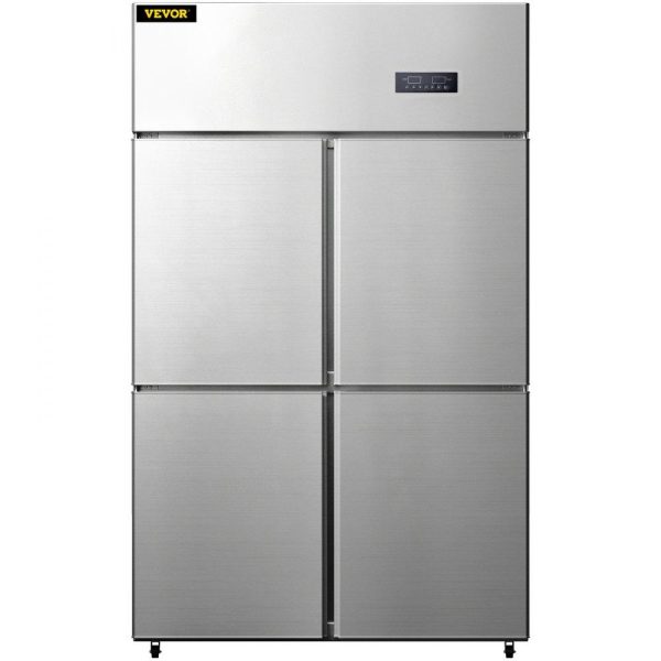 Refrigeration & Ice Equipment | Commercial Refrigerator, 27.5 Cu.Ft Upright Refrigerator, 48″ Side by Side Freezer, Stainless Steel Merchandiser Refrigerators with Dual Temperature Control, Business Food Fridge for Kitchen Restaurant, 4 Door Refrigeration & Ice Equipment Refrigeration & Ice Equipment