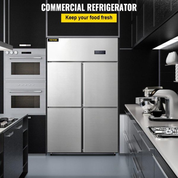 Refrigeration & Ice Equipment | Commercial Refrigerator, 27.5 Cu.Ft Upright Refrigerator, 48″ Side by Side Freezer, Stainless Steel Merchandiser Refrigerators with Dual Temperature Control, Business Food Fridge for Kitchen Restaurant, 4 Door Refrigeration & Ice Equipment Refrigeration & Ice Equipment