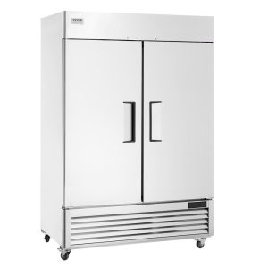 Refrigeration & Ice Equipment | Commercial Refrigerator 44.21 Cu.ft, Reach In 54.4″ W Upright Refrigerator 2 Doors, Auto-Defrost Stainless Steel Reach-in Refrigerator with 8 Shelves, 33 to 41℉ Temp Control, LED Light, 4 Wheels Refrigeration & Ice Equipment Refrigeration & Ice Equipment