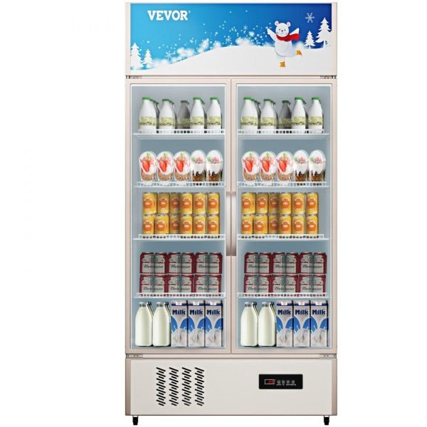 Refrigeration & Ice Equipment | Commercial Refrigerator,Display Fridge Upright Beverage Cooler, Glass Door with LED Light for Home, Store, Gym or Office, (23 cu.ft. Double Swing Door) Refrigeration & Ice Equipment Refrigeration & Ice Equipment