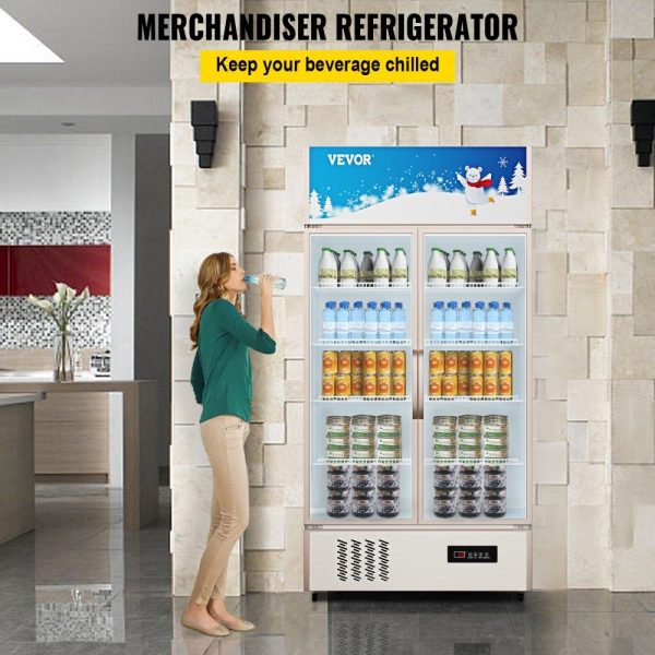 Refrigeration & Ice Equipment | Commercial Refrigerator,Display Fridge Upright Beverage Cooler, Glass Door with LED Light for Home, Store, Gym or Office, (23 cu.ft. Double Swing Door) Refrigeration & Ice Equipment Refrigeration & Ice Equipment