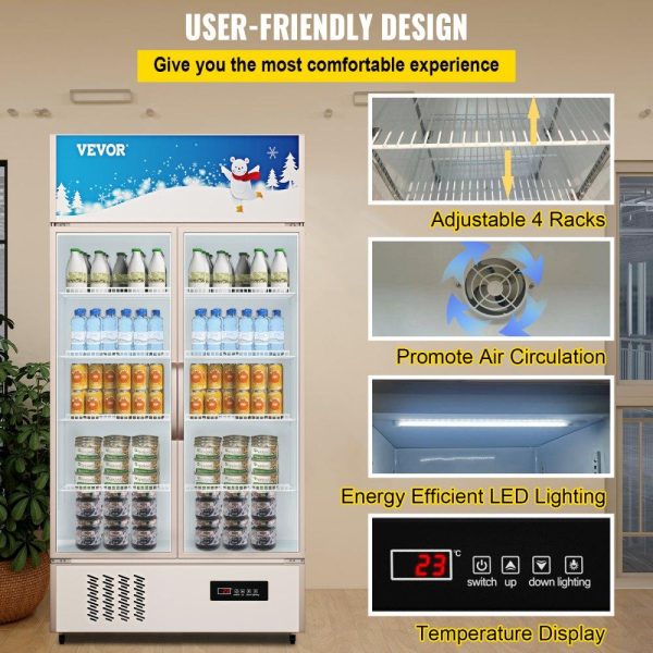 Refrigeration & Ice Equipment | Commercial Refrigerator,Display Fridge Upright Beverage Cooler, Glass Door with LED Light for Home, Store, Gym or Office, (23 cu.ft. Double Swing Door) Refrigeration & Ice Equipment Refrigeration & Ice Equipment