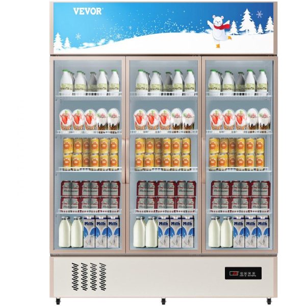 Refrigeration & Ice Equipment | Commercial Refrigerator,Display Fridge Upright Beverage Cooler, Glass Door with LED Light for Home, Store, Gym or Office, (35 cu.ft. Triple Swing Door) Refrigeration & Ice Equipment Refrigeration & Ice Equipment