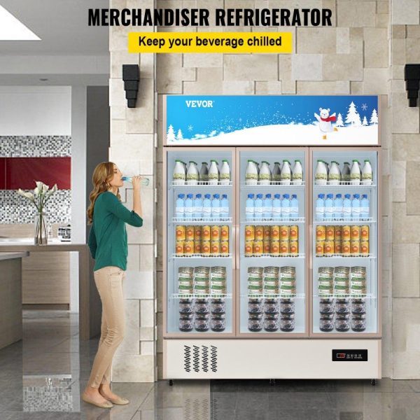 Refrigeration & Ice Equipment | Commercial Refrigerator,Display Fridge Upright Beverage Cooler, Glass Door with LED Light for Home, Store, Gym or Office, (35 cu.ft. Triple Swing Door) Refrigeration & Ice Equipment Refrigeration & Ice Equipment