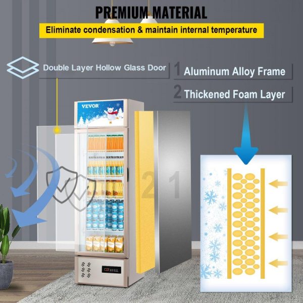 Refrigeration & Ice Equipment | Commercial Refrigerator,Display Fridge Upright Beverage Cooler, Glass Door with LED Light for Home, Store, Gym or Office, (8 cu.ft. Single Swing Door) Refrigeration & Ice Equipment Refrigeration & Ice Equipment