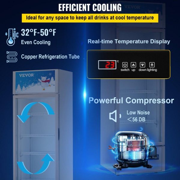 Refrigeration & Ice Equipment | Commercial Refrigerator,Display Fridge Upright Beverage Cooler, Glass Door with LED Light for Home, Store, Gym or Office, (8 cu.ft. Single Swing Door) Refrigeration & Ice Equipment Refrigeration & Ice Equipment