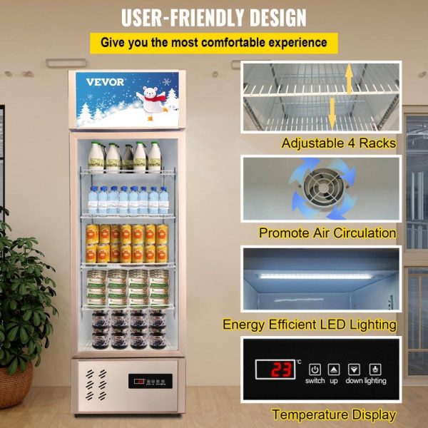 Refrigeration & Ice Equipment | Commercial Refrigerator,Display Fridge Upright Beverage Cooler, Glass Door with LED Light for Home, Store, Gym or Office, (8 cu.ft. Single Swing Door) Refrigeration & Ice Equipment Refrigeration & Ice Equipment