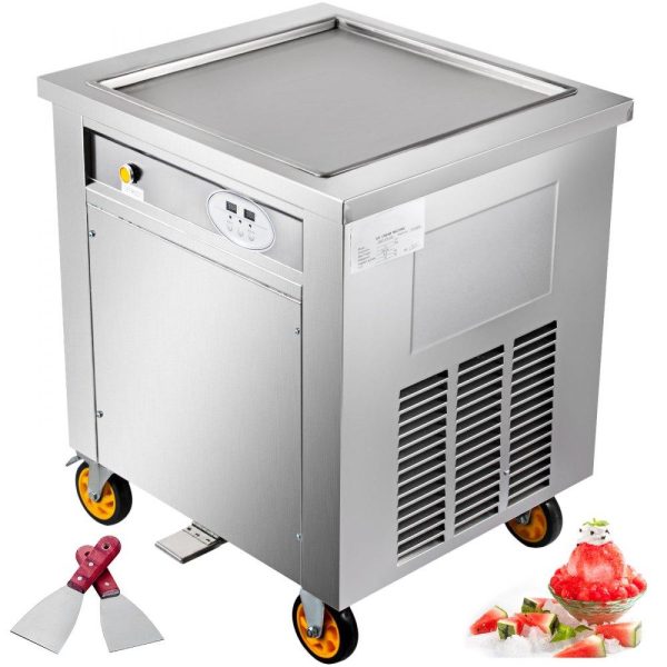 Refrigeration & Ice Equipment | Commercial Rolled Ice Cream Machine, 1350W Stir-Fried Yogurt Cream Maker, Ice Cream Roll Machine w/ 19.7-Inch Square Pan, 2 Defrost Methods (Button & Pedal), Perfect for Bars Cafes Dessert Shops Refrigeration & Ice Equipment Refrigeration & Ice Equipment