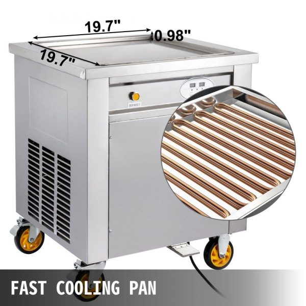 Refrigeration & Ice Equipment | Commercial Rolled Ice Cream Machine, 1350W Stir-Fried Yogurt Cream Maker, Ice Cream Roll Machine w/ 19.7-Inch Square Pan, 2 Defrost Methods (Button & Pedal), Perfect for Bars Cafes Dessert Shops Refrigeration & Ice Equipment Refrigeration & Ice Equipment