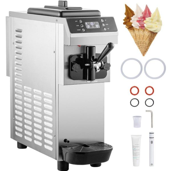 Refrigeration & Ice Equipment | Commercial Soft Ice Cream Machine, 13L/H (3.4Gal/H) Ice Cream Machine, Single-Flavor Gelato Machine Commercial w/Pre-Cooling, 1200W Countertop Yogurt Maker Machine w/LED Intelligent Panel Refrigeration & Ice Equipment Refrigeration & Ice Equipment