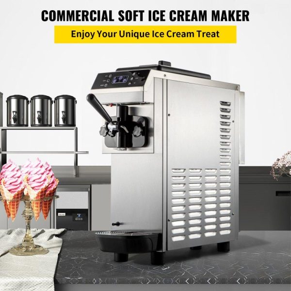 Refrigeration & Ice Equipment | Commercial Soft Ice Cream Machine, 13L/H (3.4Gal/H) Ice Cream Machine, Single-Flavor Gelato Machine Commercial w/Pre-Cooling, 1200W Countertop Yogurt Maker Machine w/LED Intelligent Panel Refrigeration & Ice Equipment Refrigeration & Ice Equipment