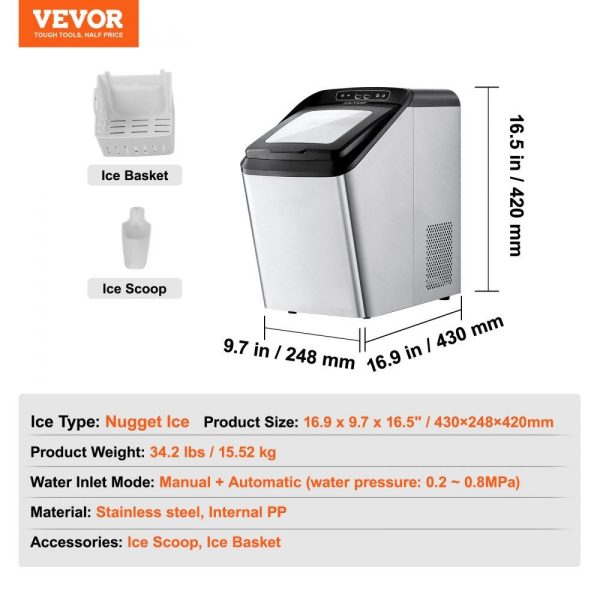 Refrigeration & Ice Equipment | Countertop Ice Maker, 30lbs in 24Hrs, Auto Self-Cleaning Portable Ice Maker with Ice Scoop, Basket and Drainpipe, 2 Ways Water Refill Stainless Steel Ice Machine for Home Kitchen Office Party Refrigeration & Ice Equipment Refrigeration & Ice Equipment