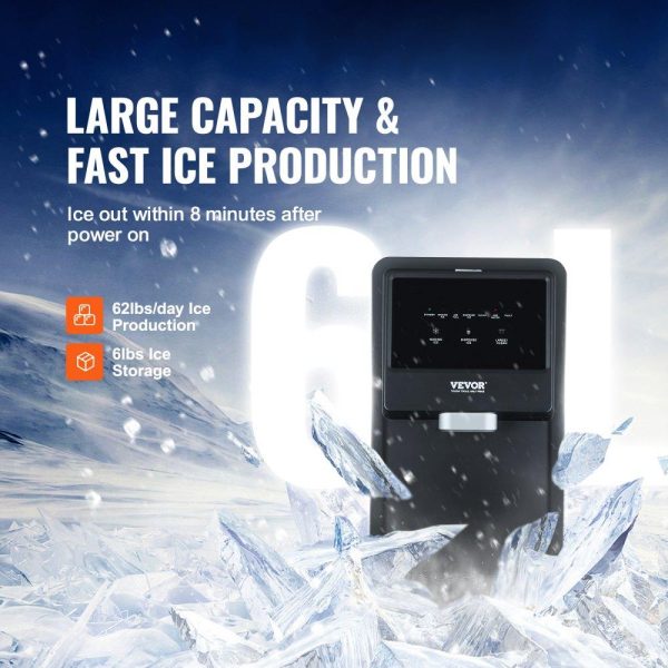 Refrigeration & Ice Equipment | Countertop Ice Maker, 62lbs in 24Hrs, Auto Self-Cleaning Portable Ice Maker with Water Filling Pipe, Water Filter and Drainpipe, Automatic Water Refill Ice Machine for Home Kitchen Office Party Refrigeration & Ice Equipment Refrigeration & Ice Equipment