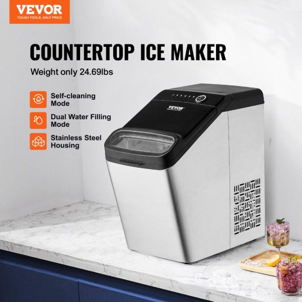 Refrigeration & Ice Equipment | Countertop Ice Maker, 9 Cubes Ready in 7 Mins, 33lbs in 24Hrs, Self-Cleaning Portable Ice Maker with Ice Scoop and Basket, 2 Ways Water Refill Ice Machine with 2 Size Bullet Ice for Kitchen Bar Refrigeration & Ice Equipment Refrigeration & Ice Equipment