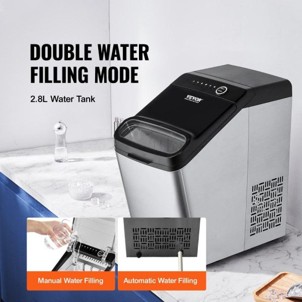 Refrigeration & Ice Equipment | Countertop Ice Maker, 9 Cubes Ready in 7 Mins, 33lbs in 24Hrs, Self-Cleaning Portable Ice Maker with Ice Scoop and Basket, 2 Ways Water Refill Ice Machine with 2 Size Bullet Ice for Kitchen Bar Refrigeration & Ice Equipment Refrigeration & Ice Equipment