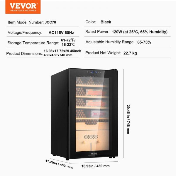 Refrigeration & Ice Equipment | Electric Cigar Humidor, 400 Count Cigar Humidor Cabinet with Cooling, Heating & Humidity Control, 5 Layer Spanish Cedar Wood & Double Mirror Glass Cigar Humidor, Gift for Men Refrigeration & Ice Equipment Refrigeration & Ice Equipment