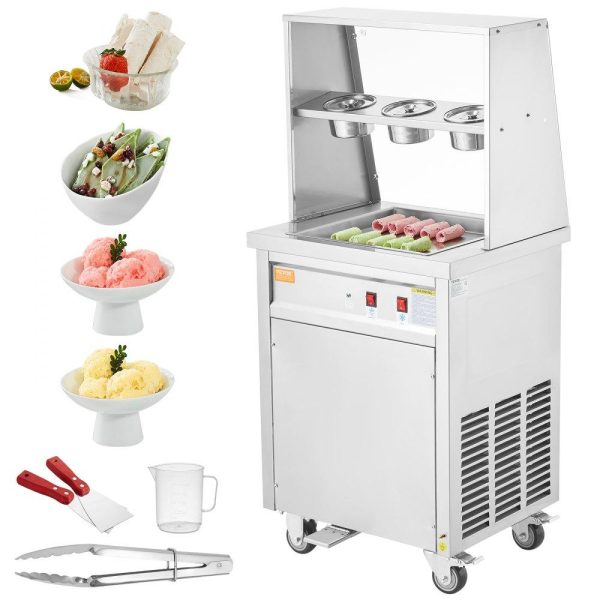 Refrigeration & Ice Equipment | Fried Ice Cream Roll Machine, 13.8″ x 13.8″ Square Stir-Fried Ice Cream Pan, Stainless Steel Commercial Rolled Ice Cream Maker with Compressor and 2 Scrapers, for Making Ice Cream, Frozen Yogurt Refrigeration & Ice Equipment Refrigeration & Ice Equipment