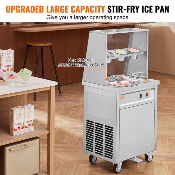 Refrigeration & Ice Equipment | Fried Ice Cream Roll Machine, 13.8″ x 13.8″ Square Stir-Fried Ice Cream Pan, Stainless Steel Commercial Rolled Ice Cream Maker with Compressor and 2 Scrapers, for Making Ice Cream, Frozen Yogurt Refrigeration & Ice Equipment Refrigeration & Ice Equipment