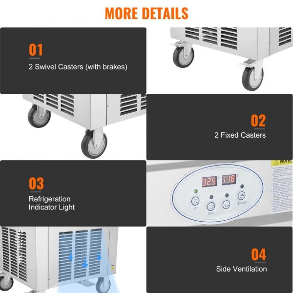 Refrigeration & Ice Equipment | Fried Ice Cream Roll Machine, 19.7″ x 19.7″ Square Stir-Fried Ice Cream Pan, Stainless Steel Commercial Rolled Ice Cream Maker with Compressor and 2 Scrapers, for Making Ice Cream, Frozen Yogurt Refrigeration & Ice Equipment Refrigeration & Ice Equipment