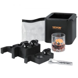 Refrigeration & Ice Equipment | Ice Ball Maker, Crystal Clear Ice Ball Maker 2.36inch Ice Sphere with Storage Bag and Ice Clamp, Round Clear Ice Cube 4-Cavity Ice Press Maker Whiskey Scotch Cocktail Brandy Bourbon Black Refrigeration & Ice Equipment Black