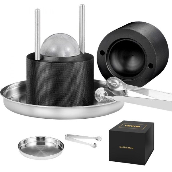 Refrigeration & Ice Equipment | Ice Ball Press, 2.4″ Ice Ball Maker, Aircraft Al Alloy Ice Ball Press Kit for 60mm Ice Sphere, Ice Press with Tong and Drip Tray, for Whiskey, Cocktail, Bourbon, Scot on Party & Holiday, Black Black Refrigeration & Ice Equipment Black