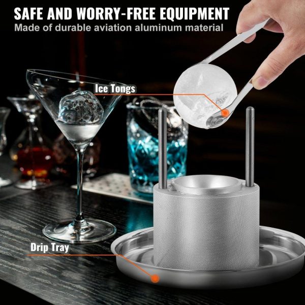 Refrigeration & Ice Equipment | Ice Ball Press, 2.4″ Ice Ball Maker, Aircraft Al Alloy Ice Ball Press Kit for 60mm Ice Sphere, Ice Press with Tong and Drip Tray, for Whiskey, Cocktail, Bourbon, Scot on Party & Holiday, Silver Silver Refrigeration & Ice Equipment Refrigeration & Ice Equipment