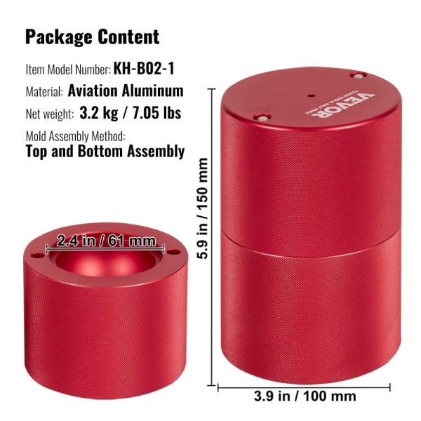 Refrigeration & Ice Equipment | Ice Ball Press, 2.4″ Ice Ball Maker, Aircraft Al Alloy Ice Ball Press Kit for 60mm Ice Sphere, Ice Press with Tong and Drip Tray, for Whiskey, Cocktail, Bourbon, Scot on Party & Holiday, Red Red Refrigeration & Ice Equipment Red