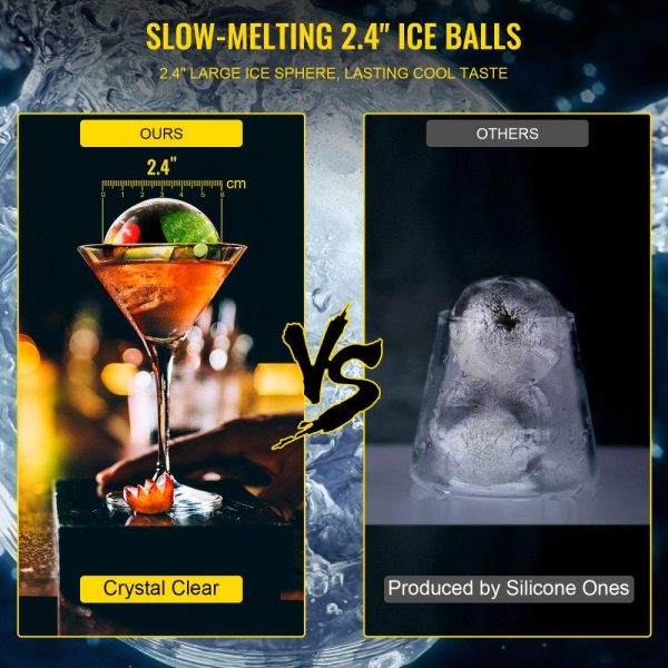 Refrigeration & Ice Equipment | Ice Ball Press, 2.4″ Ice Ball Maker, Aircraft Al Alloy Ice Ball Press Kit for 60mm Ice Sphere, Ice Press w/Stainless-Steel Clamp Plate, Silver Ice Ball Press Maker for Whiskey, Bourbon, Scotch Refrigeration & Ice Equipment Refrigeration & Ice Equipment