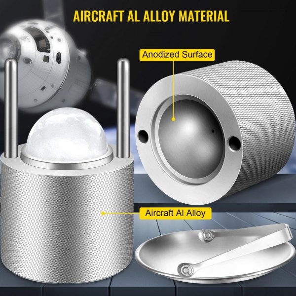 Refrigeration & Ice Equipment | Ice Ball Press, 2.4″ Ice Ball Maker, Aircraft Al Alloy Ice Ball Press Kit for 60mm Ice Sphere, Ice Press w/Stainless-Steel Clamp Plate, Silver Ice Ball Press Maker for Whiskey, Bourbon, Scotch Refrigeration & Ice Equipment Refrigeration & Ice Equipment